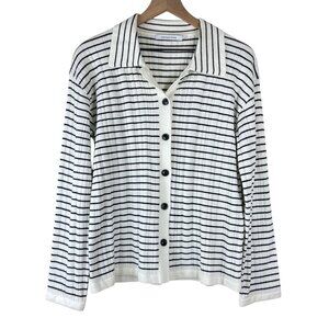 Stitches & Stripes Revolve White Black Striped Collared Cardigan
